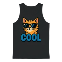 Retro Cool Cat — Lovers Gift Unisex Tank Top - Black – 1