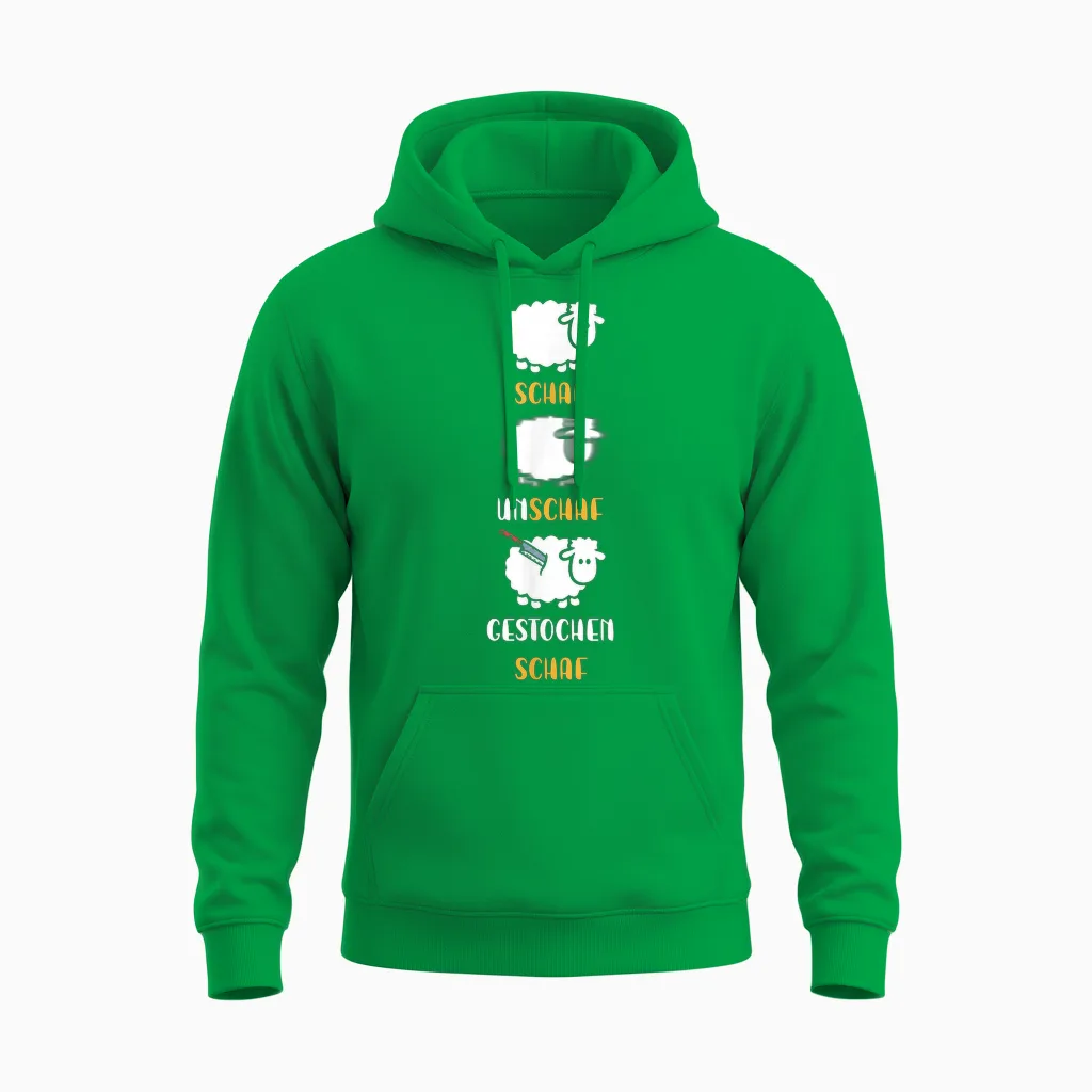 Sheep, Unschaf, Rock Sheep, Word Play Photographer T-Shirt, Black Unisex Hoodie in Irish Green
