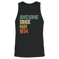 Awesome Since May 1974 Retro Vintage Gift Unisex Tank Top - Black – 2