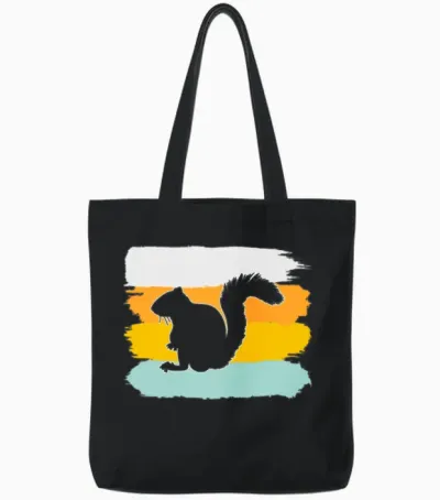 Squirrel Retro Tote Bags - Black
