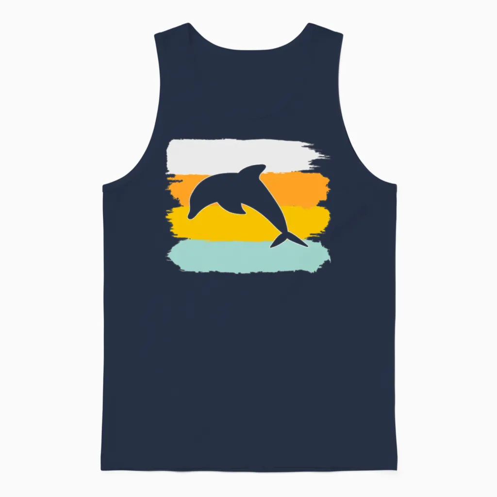 Dolphin Retro Unisex Tank Top in Navy