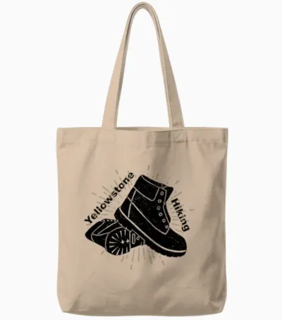 Yellowstone Hiking Boots Tote Bags - Natural