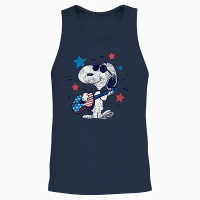 Snoopy Guitar Americana Stars and Stripes Unisex Tank Top - Navy