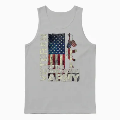 Distressed American Flag Us Army Veteran Shirt Gift Unisex Tank Top - Ash