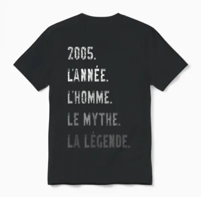Millésime 2005 Homme Mythe Légende Anniversaire 20 Ans Homme Unisex T-Shirt - Black