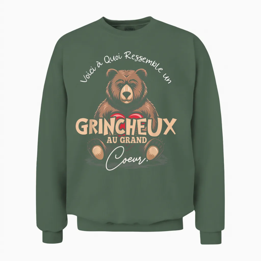 Râleur Râleur Humour Party Papa Grandpa - Grumpeux Au Grand Coeur Unisex Sweatshirt in Military Green