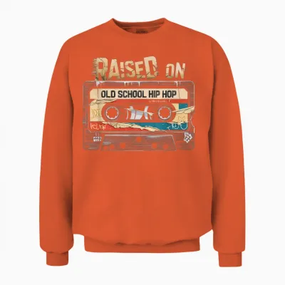 Raised on Old School Hip Hop Tshirt Cassette Graffiti Rap Unisex Sweatshirt - Orange