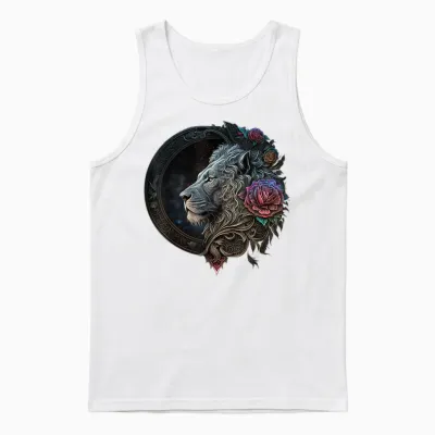 Löwe Mandala Blumen Kunst Raum Tier Zoo Löwe Unisex Tank Top - White