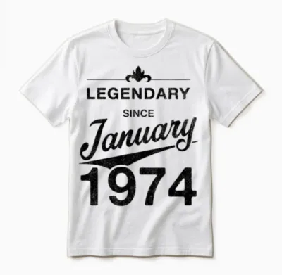 50th Birthday 50 Year Old Born January 1974 Gift Unisex T-Shirt - White