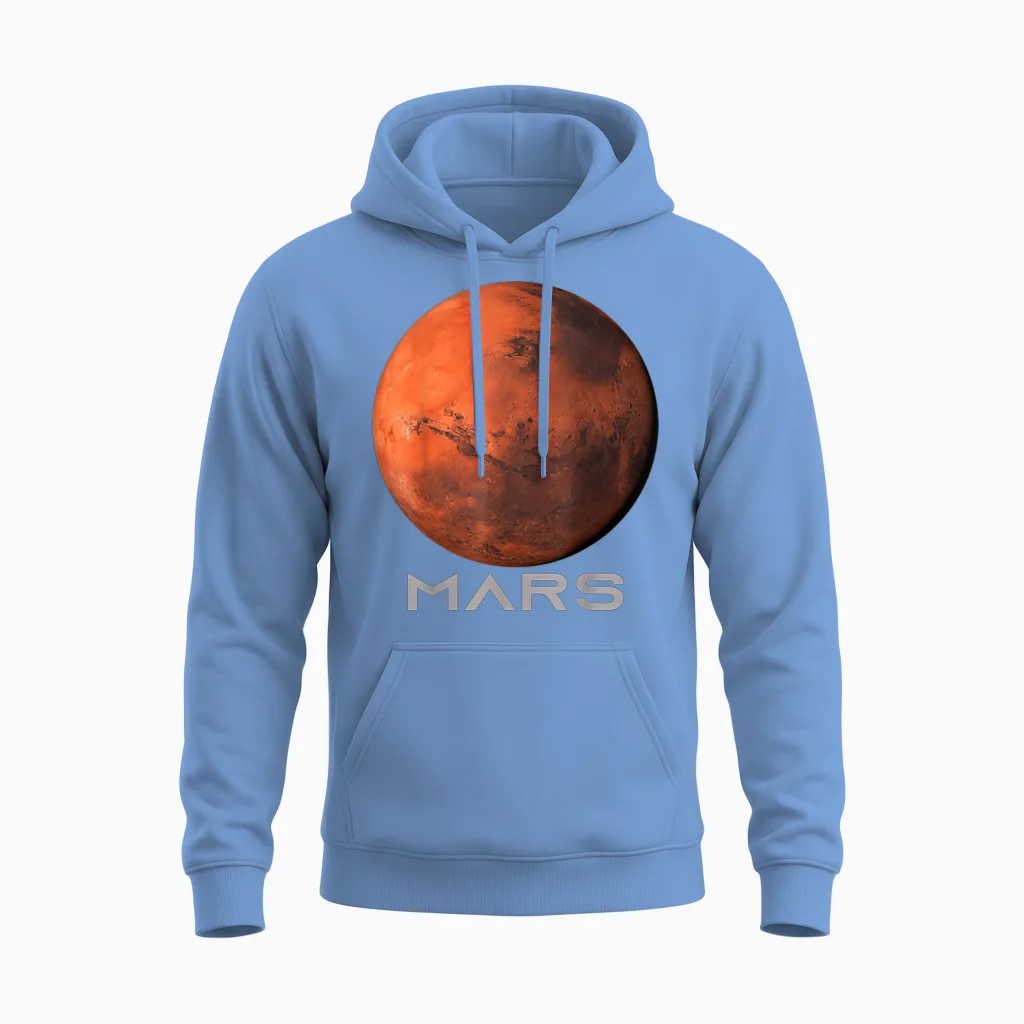 Mars Planet Shirt, Solar System Planet T-Shirt for Women, Men, Children, T-Shirt, Black Unisex Hoodie in Carolina Blue
