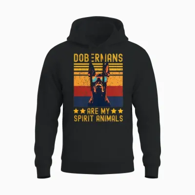 Doberman with Sunglasses Retro Unisex Hoodie - Black