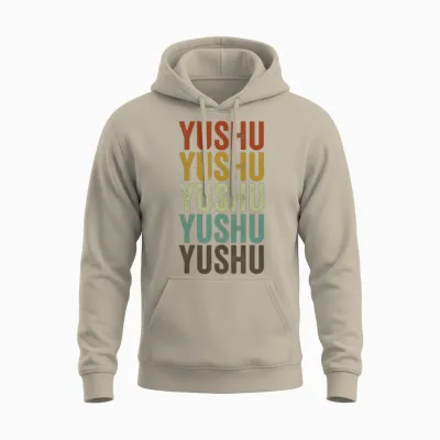 Yushu China Retro Vintage Unisex Hoodie - Sand
