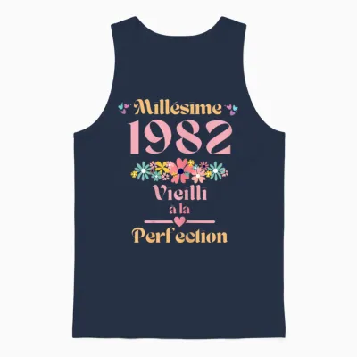42 Ans Femme 1982 Idée Cadeau Anniversaire Humour Funny T-Shirt, Black Unisex Tank Top - Navy