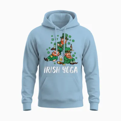 St. Patricks Day Irish Yoga Kobold Saint Paddys Herren Damen Unisex Hoodie - Light Blue