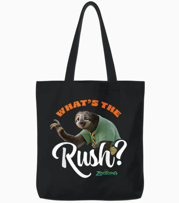 Zootopia - Flash Sloth What's the Rush Tote Bags in Black