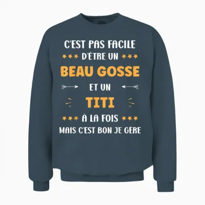 Beau Gosse Super Titi Boy Name Funny Titi T-Shirt, Black, S Unisex Sweatshirt - Dark Heather