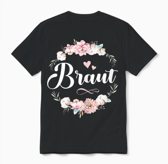 Women's Bridal T-Shirt Jga Women Bride Shirt Party Poltern Bridal T-Shirt, Black Unisex T-Shirt in Black