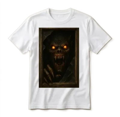 Demonic Skull with Glowing Eyes Unisex T-Shirt - White