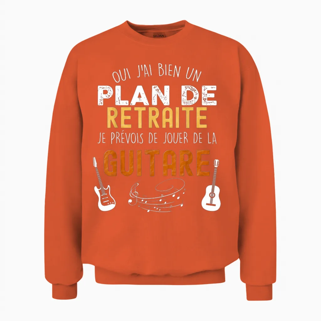 Plan De Retraite Guitare Humour Musique Pot Départ Collègue Unisex Sweatshirt in Orange