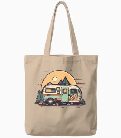 Retro Rv Tote Bags - Natural