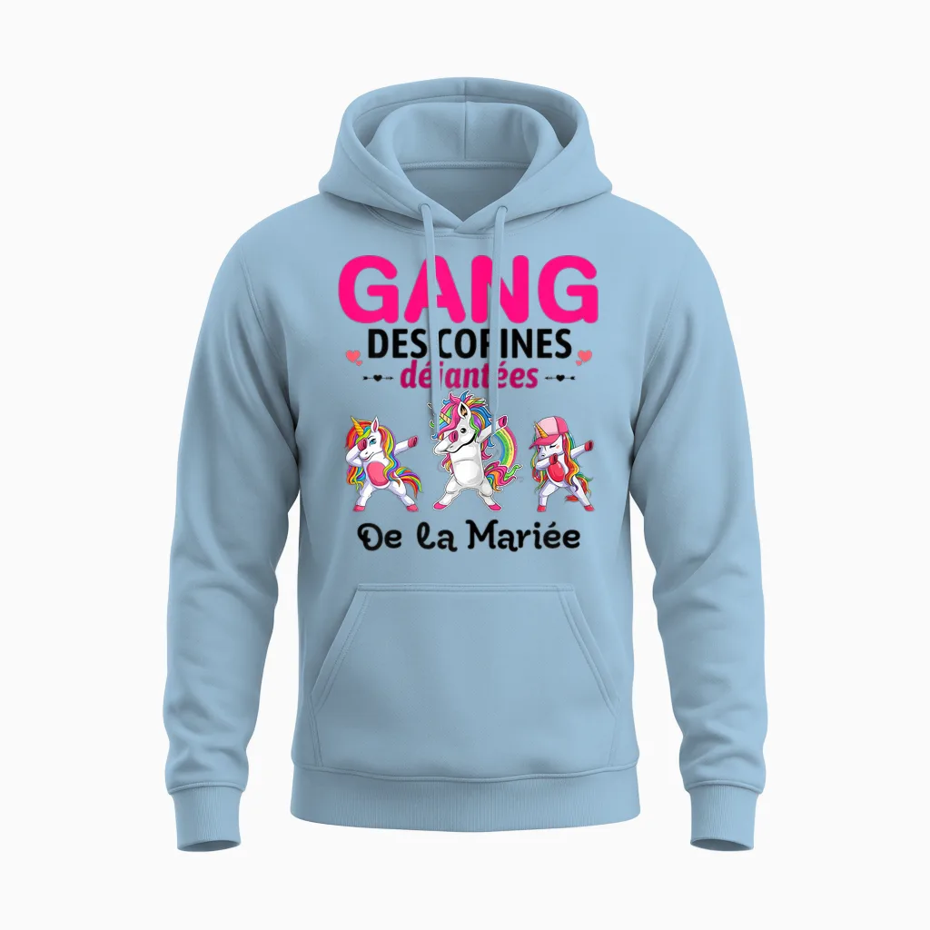 Gang of Girlfriends Dejanted Bride to Be Bride Evjf Unisex Hoodie in Light Blue