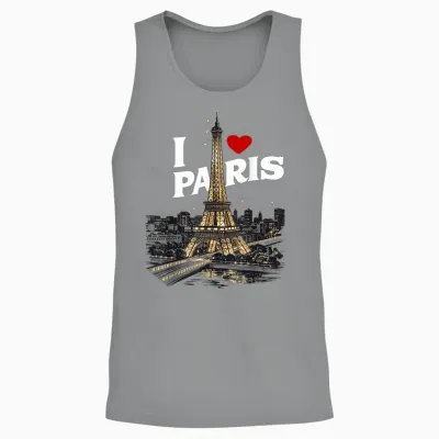 I Love Paris Eiffel Tower France Souvenir French T-Shirt, Black, S Unisex Tank Top - Sport Grey