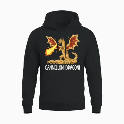 Italienische Brainrot Charaktere Cannelloni Dragoni Unisex Hoodie - Black