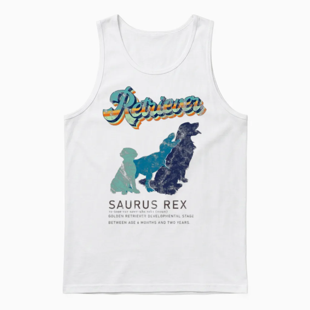 Retriever Saurus Rex Unisex Tank Top in White