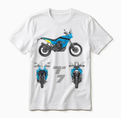 Tenere 700 T7 Adventure Vintage Bike Enduro Shirt Motorcycle T-Shirt, Black, S Unisex T-Shirt - White