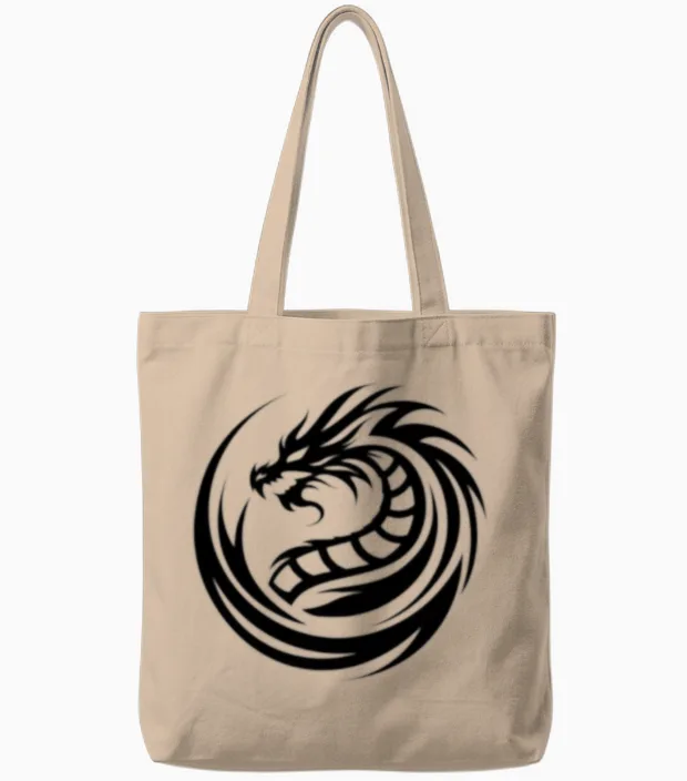 Dragon Logos Tote Bags in Natural