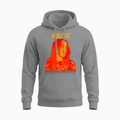 Billie Eilish Modern Music Portrait Indie Pop Present T-Shirt, Blue, S Unisex Hoodie - Sport Grey