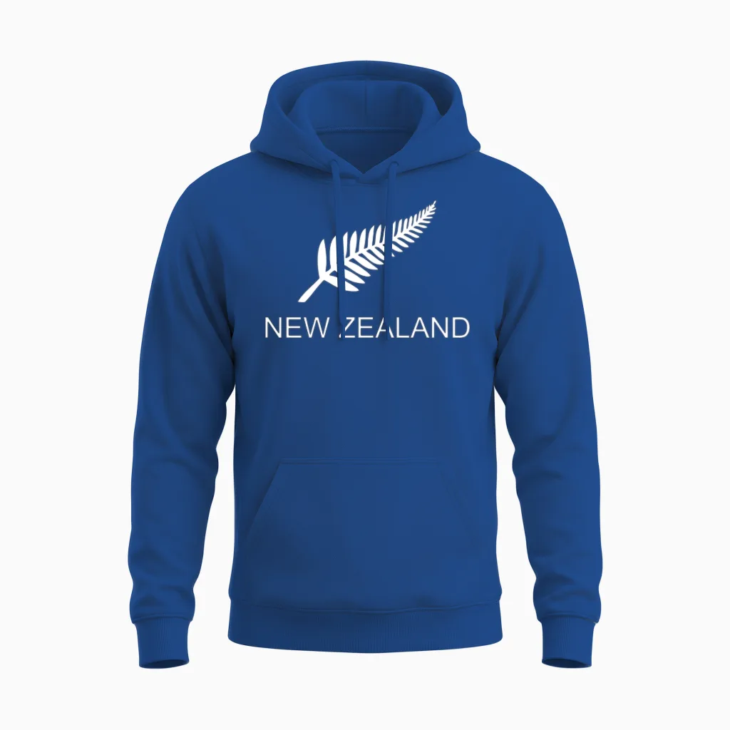 New Zealand Fern Rugby Fan Unisex Hoodie in Royal