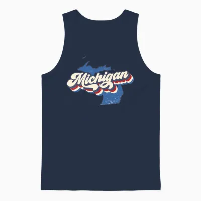 Groovy Retro Michigan Unisex Tank Top - Navy