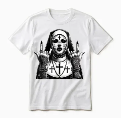 Gothique Esthétique Occulte Impie Grunge Emo Punk Satanic Nonne Unisex T-Shirt - White