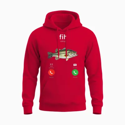Fih Calling Decline Accept Phone Call Funny Fish Unisex Hoodie - Red