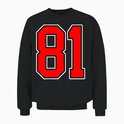 Numéro 81 Red College Sports Team Style Unisex Sweatshirt - Black