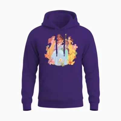 Disney Princess Pastel Princesses Spring Flower Friends T-Shirt, Black, S Unisex Hoodie - Purple