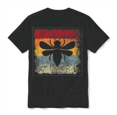 Bee Retro Unisex T-Shirt - Black