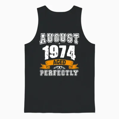 August 1974 Vintage Birthday Present Unisex Tank Top - Black