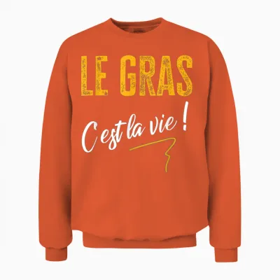 Tv Le Gras C'est La Vie Phrase Culte Series Kaamelott Humour T-Shirt, Black Unisex Sweatshirt - Orange