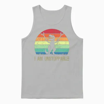 I'm Unstoppable T Rex with Trash Grabber Pickup Unisex Tank Top - Ash