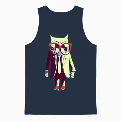 Owl Biz Unisex Tank Top - Navy