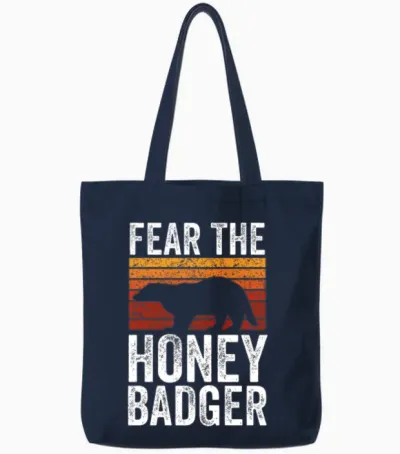 Retro Fear the Honey Badger Tote Bags - Navy