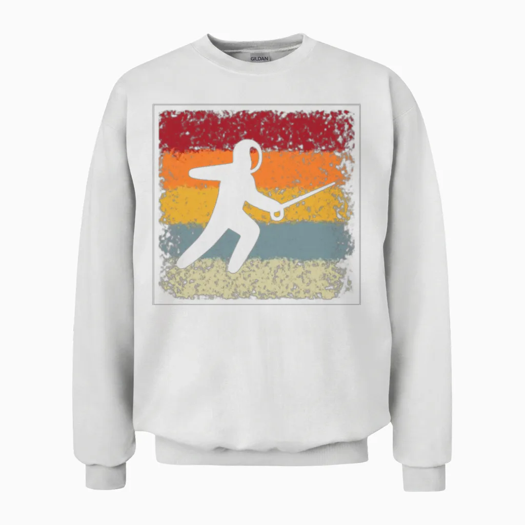 Fencing Retro Unisex Sweatshirt in White