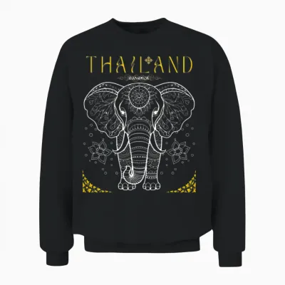 Thailand Elephant Unisex Sweatshirt - Black