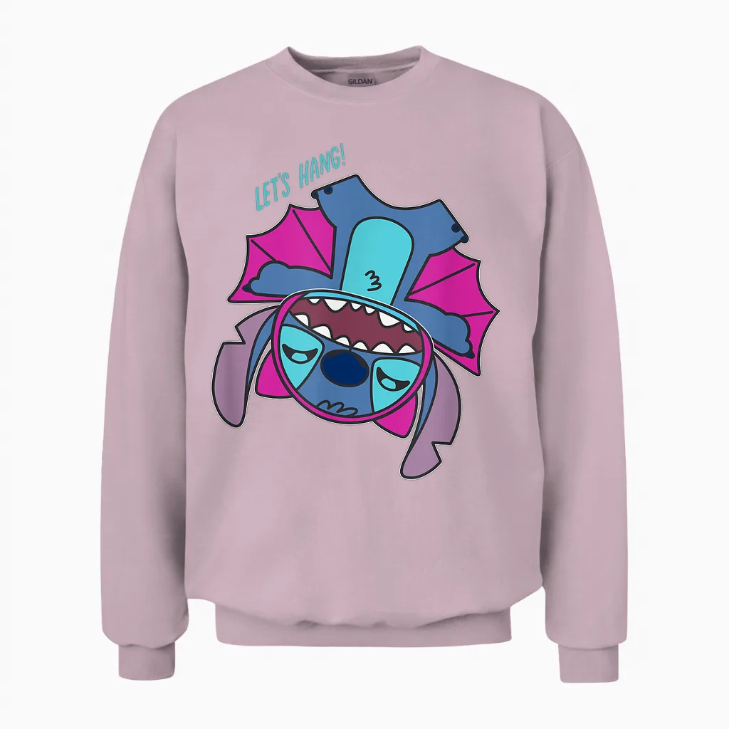 Amazon Essentials Stitch Halloween Bat Costume Let's Hang Unisex Sweatshirt in Light Pink