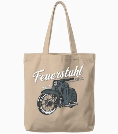 Schwalbe Feuerstuhl Aus Suhl Kr51 Mofa Kulturerbe Fahrer Ddr Tote Bags - Natural