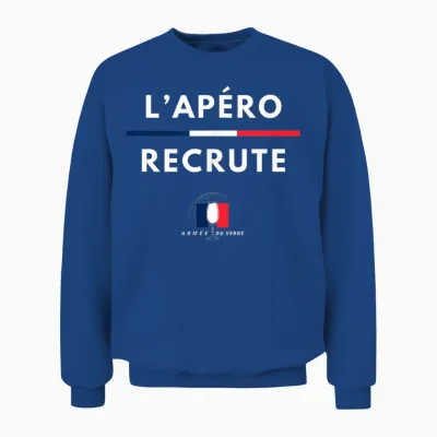 L'apéro Recrute! Army of Glass, Humour Beauf Parody Army T-Shirt, Black, S Unisex Sweatshirt - Royal