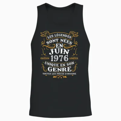 Vintage Cadeau D'anniversaire 50 Ans Nés En Juin 1976 Unisex Tank Top - Black