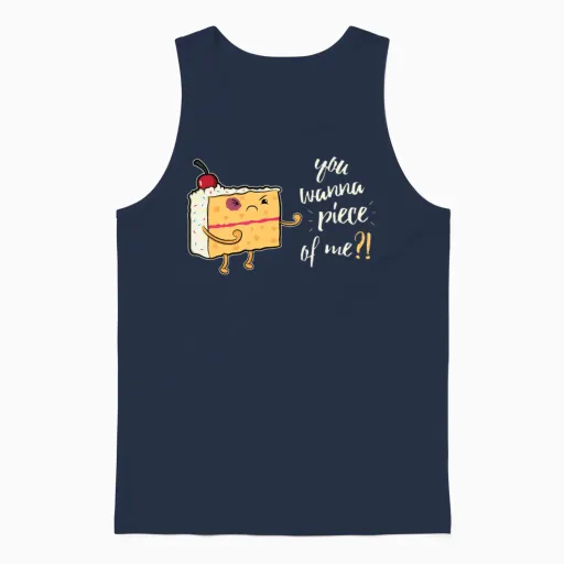 You Wanna Piece of Me Cake Pastry Chef Gift Unisex Tank Top in Navy